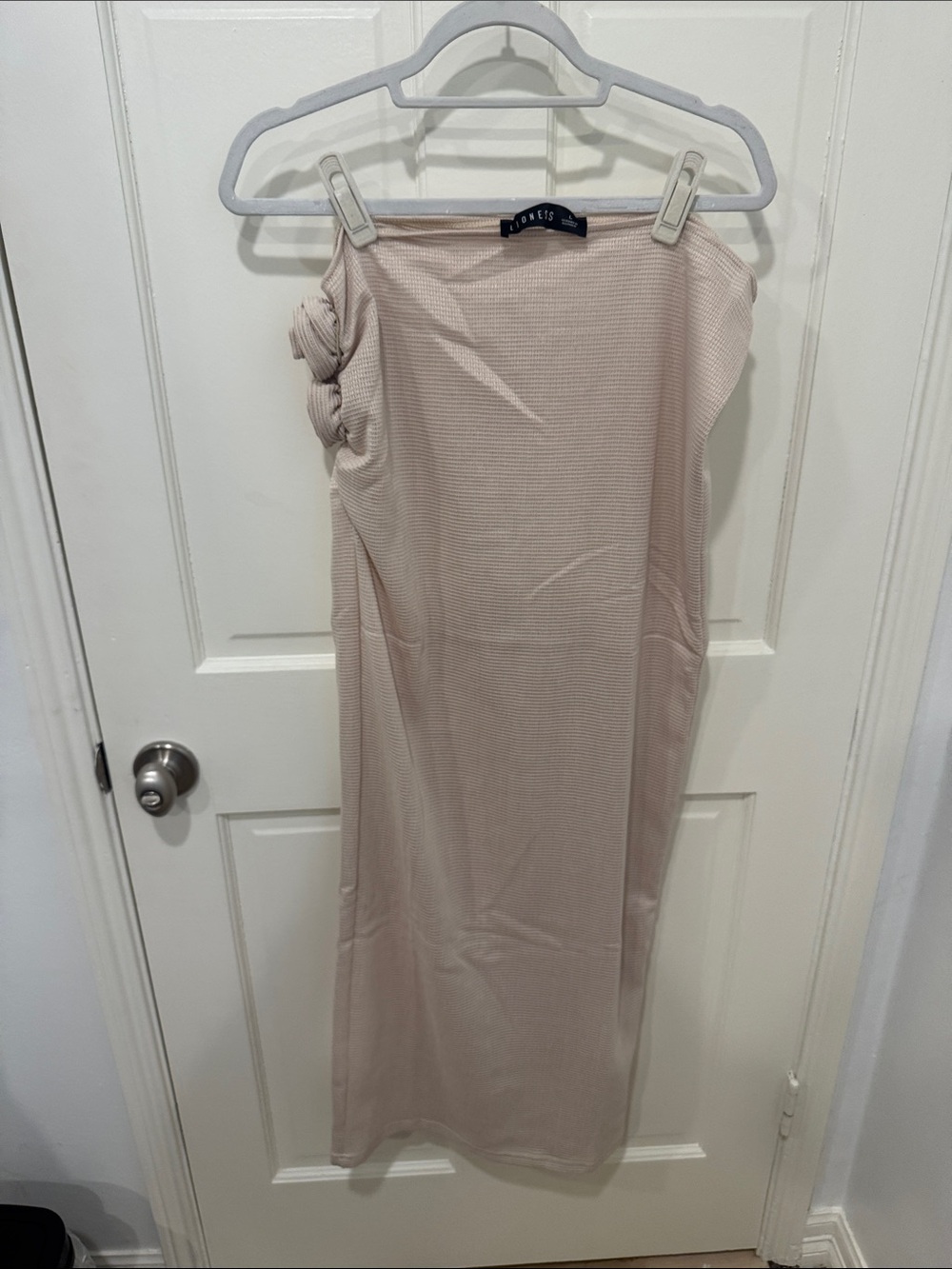 Beige Maxi Skirt with Side Flower Detail